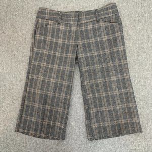 Stoosh Women's Plaid Cropped Capri Dress Pants Gray Size 3 Wide Straight‎ Leg